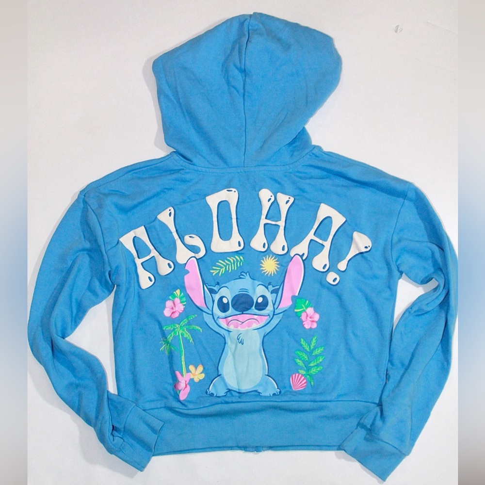 Disney Stitch Blue Zip Hoodie with Stitch Embroidery